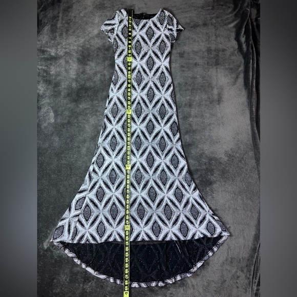 Jody California Vintage Size Small Black & Silver Geometric Evening Gown - Picture 2 of 9